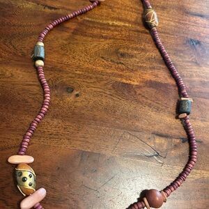 Handcrafted Beaded Necklace - Brown and Tan